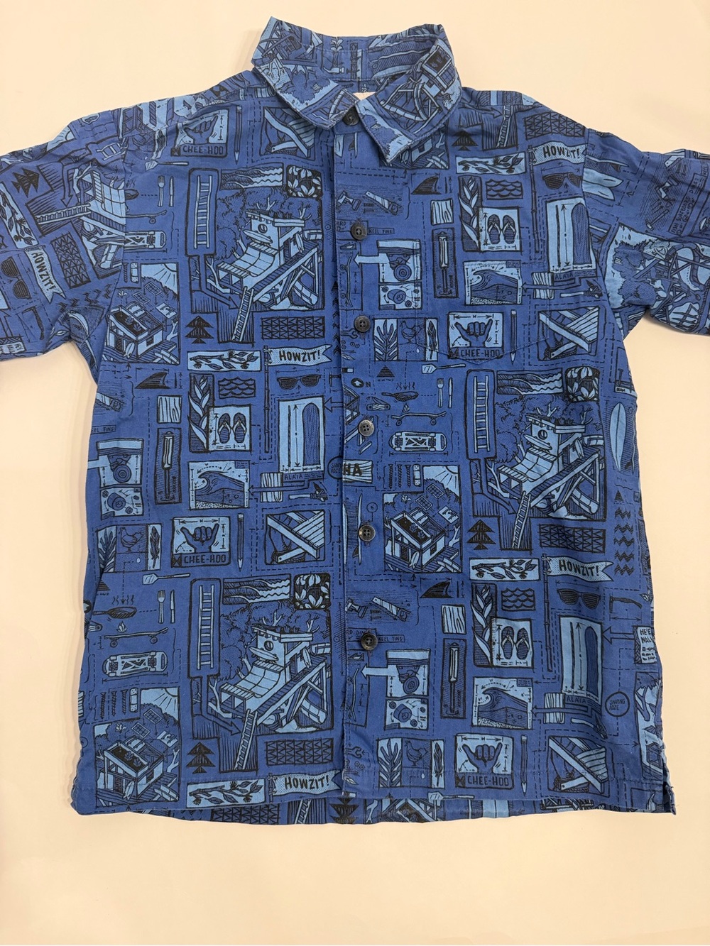 Kahala the orginal aloha Blue  Button-Up Shirt boys size small 6/7
